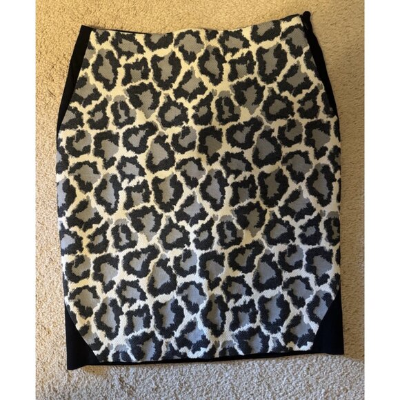 Diane Von Furstenberg Animal Print Skirt Black Cream Gray Smooth Fit Cotton Mix - Picture 10 of 15